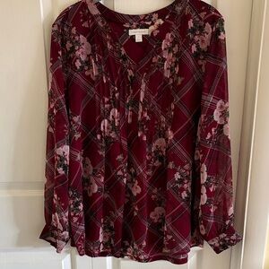 Catherines Burgundy Floral Blouse